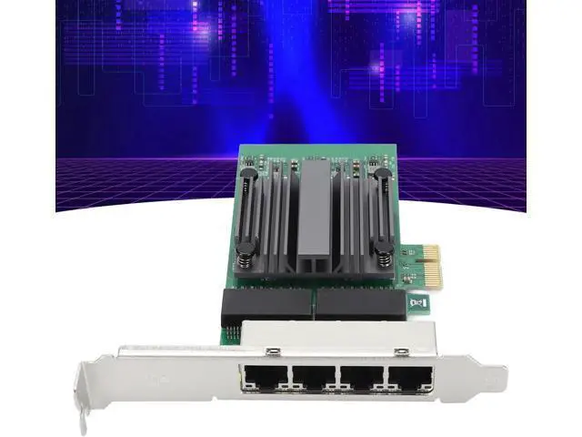 Alt view image 3 of 7 - 100/1000Mbps Gigabit Ethernet PCI Express Network Card, 4 RJ45 Ports Gigabit Ethernet Server Adapter for 82571 Chip, Network Card with 8 LED Indicators