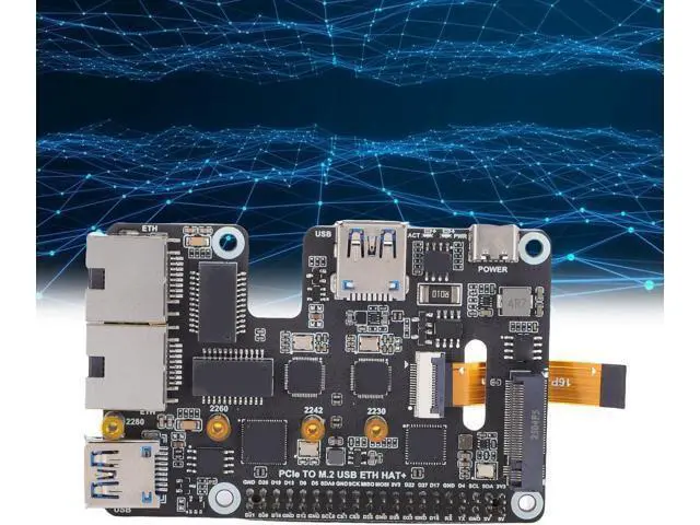 Alt view image 3 of 7 - PCIe to USB 3.2 Gen1 M.2 NVMe Adapter, 2.5G Ethernet Port with VL805 Controller Chip, for RasPi 5 and 2230 2242 2260 2280 M.2 SSD