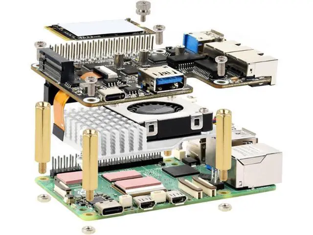 Alt view image 2 of 7 - PCIe to USB 3.2 Gen1 M.2 NVMe Adapter, 2.5G Ethernet Port with VL805 Controller Chip, for RasPi 5 and 2230 2242 2260 2280 M.2 SSD