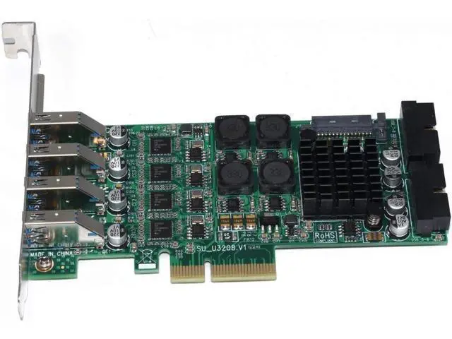 Alt view image 2 of 7 - JMT USB 3.0 PCI-E Express PC Add on Card External 4 Ports 5Gbps USB3.0 & Internal 2X 19 Pin Slots 4 Channels 8X USB 3.0 Expansion Adapter