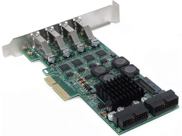 Alt view image 3 of 7 - JMT USB 3.0 PCI-E Express PC Add on Card External 4 Ports 5Gbps USB3.0 & Internal 2X 19 Pin Slots 4 Channels 8X USB 3.0 Expansion Adapter