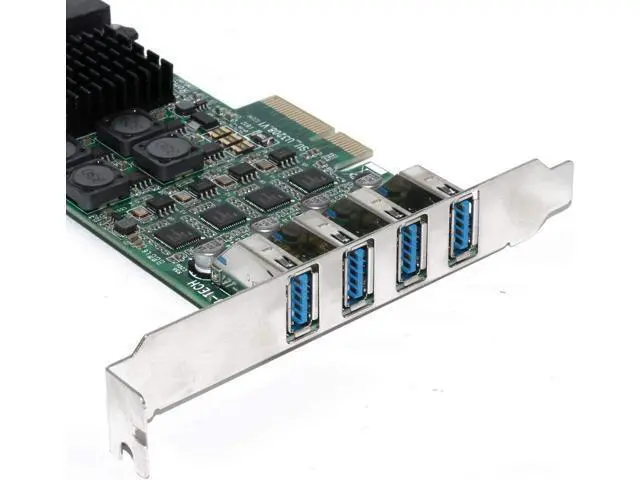 Alt view image 5 of 7 - JMT USB 3.0 PCI-E Express PC Add on Card External 4 Ports 5Gbps USB3.0 & Internal 2X 19 Pin Slots 4 Channels 8X USB 3.0 Expansion Adapter
