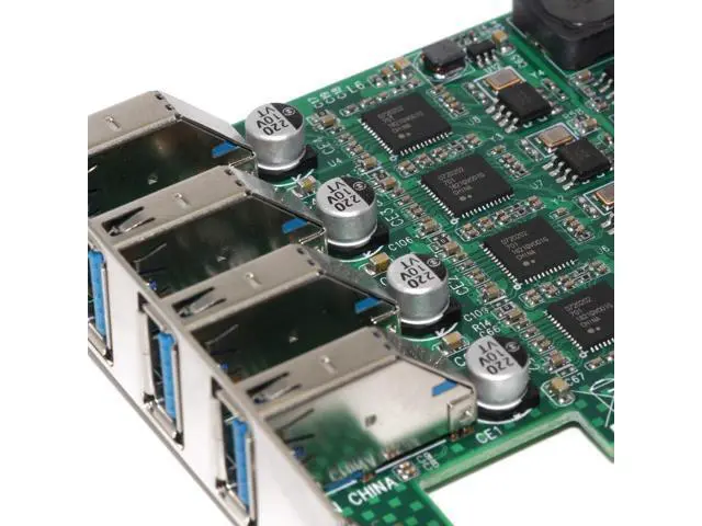 Alt view image 6 of 7 - JMT USB 3.0 PCI-E Express PC Add on Card External 4 Ports 5Gbps USB3.0 & Internal 2X 19 Pin Slots 4 Channels 8X USB 3.0 Expansion Adapter