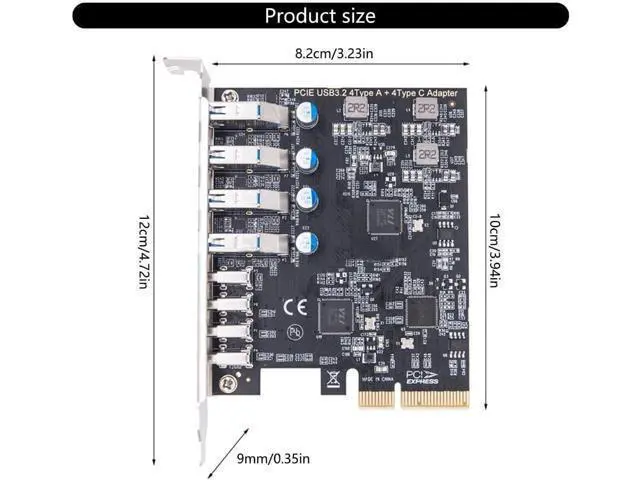 Alt view image 5 of 7 - PCIe to 4 USB 3.2 and 4 Type C Port Expansion Adapter Card 20Gbps Fast Transfer