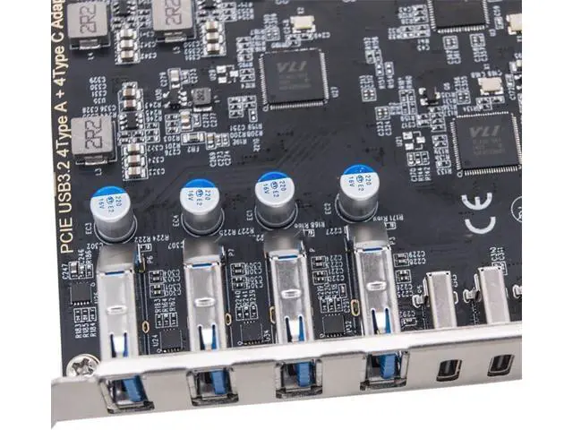 Alt view image 7 of 7 - PCIe to 4 USB 3.2 and 4 Type C Port Expansion Adapter Card 20Gbps Fast Transfer