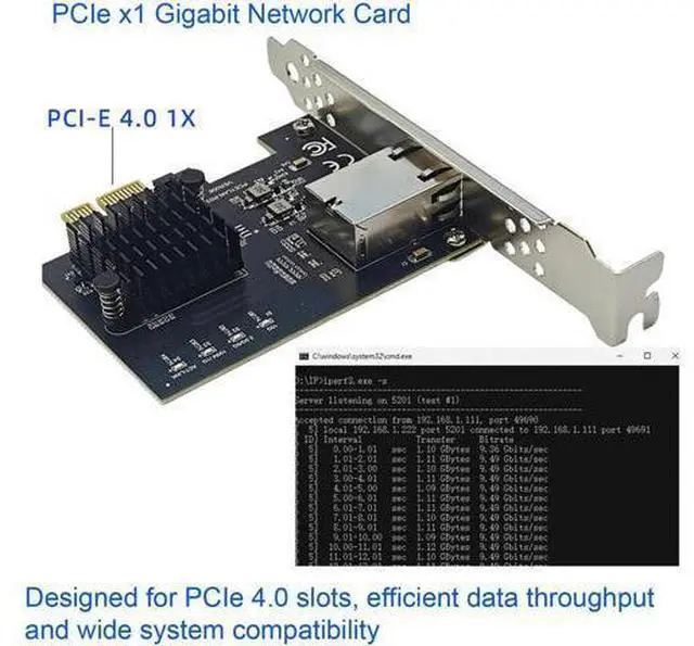 Alt view image 3 of 7 - Bewinner PCIe 4.0 10 Gigabit Network Card, 10Gbps Ethernet Adapter with Realtek RTL8127AT Controller for Desktop Server PC NAS Linux