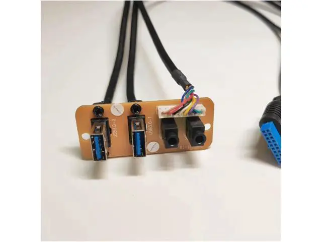 Alt view image 4 of 4 - ZHANGLH 73cm 2-Port USB 3.0 19Pin 3.5mm HD Audio Standing Socket Interface Motherboard Extension Cable Chassis Front Panel 65x27mm