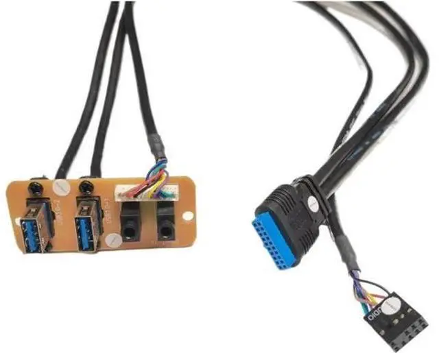 Main image of ZHANGLH 73cm 2-Port USB 3.0 19Pin 3.5mm HD Audio Standing Socket Interface Motherboard Extension Cable Chassis Front Panel 65x27mm