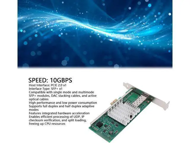 Alt view image 2 of 7 - 10GB PCIE X1 Network Card, SFP Fiber Ethernet Adapter with 82599EN Chip, Support for VMware Server