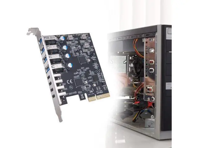 Alt view image 4 of 7 - PCIe to USB3.2 20Gbps Expansion Card 8 Port Adapter with 4 USB TypeA and 4 USB Type C Ports ASM3142+VL822 for Desktop Fast Speed Data Transfer