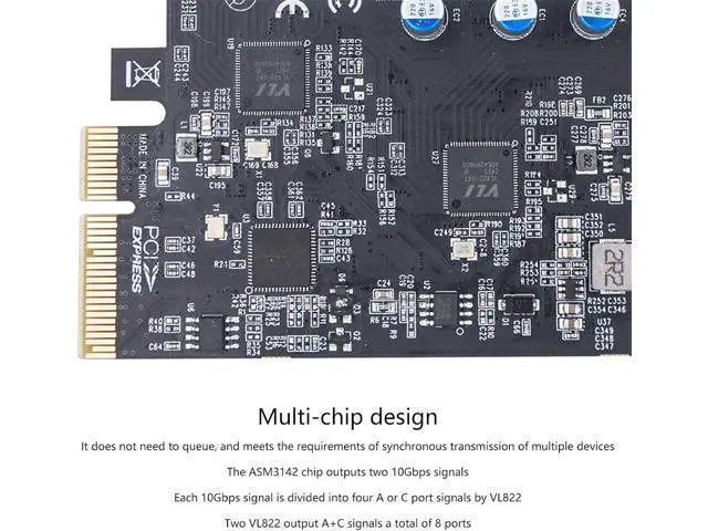 Alt view image 5 of 7 - PCIe to USB3.2 20Gbps Expansion Card 8 Port Adapter with 4 USB TypeA and 4 USB Type C Ports ASM3142+VL822 for Desktop Fast Speed Data Transfer