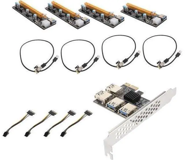 Main image of PCI-E Adapter Card USB Riser Extension Port PCI-E to USB Expansion for Mining Computers Reliable Data Transfer Performance Compatible with Desktop Motherboards