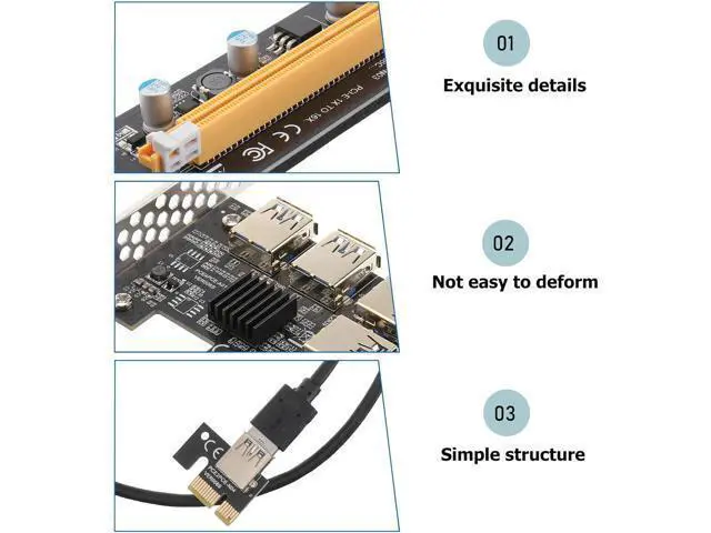 Alt view image 5 of 7 - PCI-E Adapter Card USB Riser Extension Port PCI-E to USB Expansion for Mining Computers Reliable Data Transfer Performance Compatible with Desktop Motherboards