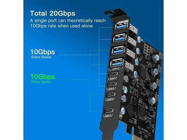 Alt view image 6 of 7 - ljhnba PCIE USB3.2 High Speed Expansion Card TypeC + USB3.2 PCI-E X16 for Desktop Computer PCIE USB Adapter