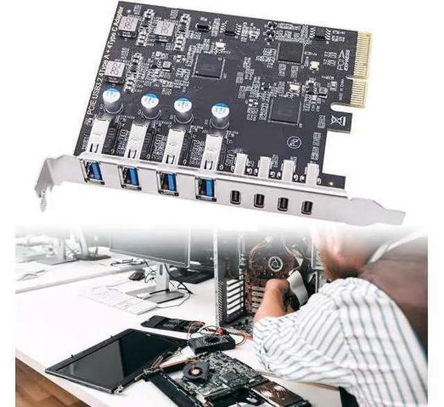 Alt view image 2 of 7 - PCIe to USB3.2 20Gbps Expansion Card 8 Port Adapter with 4 USB TypeA and 4 USB Type C Ports ASM3142+VL822 for Desktop Fast Speed Data Transfer