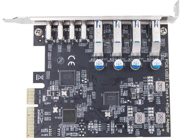 Alt view image 5 of 7 - PCIe to USB3.2 20Gbps Expansion Card 8 Port Adapter with 4 USB TypeA and 4 USB Type C Ports ASM3142+VL822 for Desktop