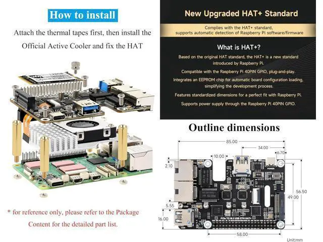 Alt view image 7 of 7 - PCIe to USB 3.2 Gen1 /2.5G ETH/M.2 NVMe Adapter Compatible with Raspberry Pi 5, Supports 2230/2242/2260/2280 NVMe M.2 Solid State Drive,Dual 2.5G Ethernet Ports &Dual USB 3.2 Ports & M.2 NVMe Slot