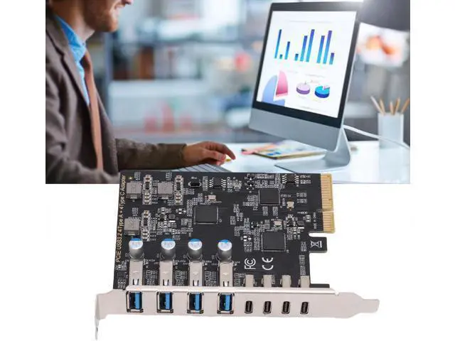 Alt view image 3 of 7 - Zyyini PCIe to USB 3.2 Gen 2 Card, 10Gbps 4 Type C and 4 Type A 8 Ports PCI Expansion Card, USB Controller Adapter, for Wins Linux OS X, for Desktop PC