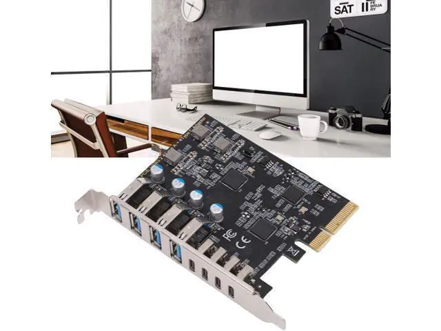 Alt view image 5 of 7 - Zyyini PCIe to USB 3.2 Gen 2 Card, 10Gbps 4 Type C and 4 Type A 8 Ports PCI Expansion Card, USB Controller Adapter, for Wins Linux OS X, for Desktop PC