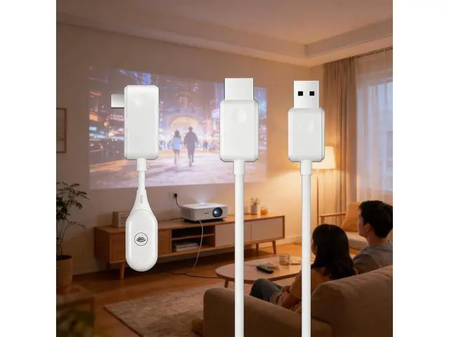 Alt view image 4 of 4 - CS7 Wireless Video Receiver Screen Projection Cable 1080P TY>pe C Extender Dual-Mode HDMI-Compatible USB for TV