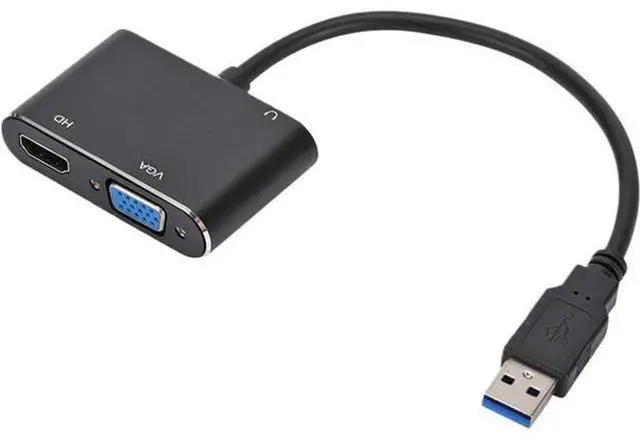 Main image of 1080P USB3.0 to HDMI-Compatible+VGA Audio Video Converter Cable for Monitor HDTV Projector Laptop Computer Dual Screen Display