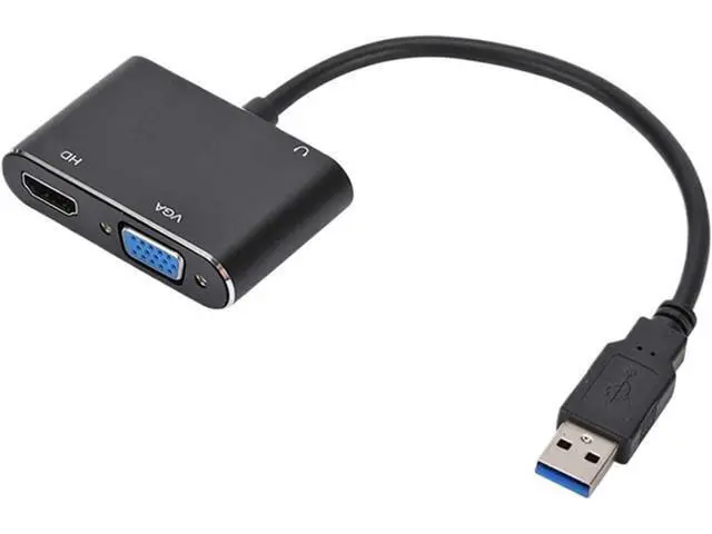 Alt view image 2 of 4 - 1080P USB3.0 to HDMI-Compatible+VGA Audio Video Converter Cable for Monitor HDTV Projector Laptop Computer Dual Screen Display