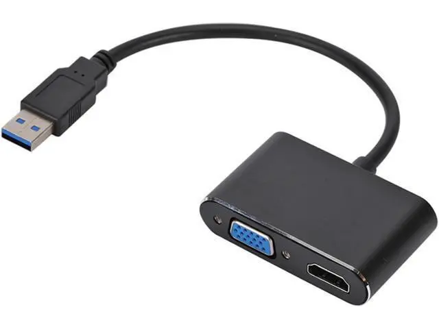 Alt view image 3 of 4 - 1080P USB3.0 to HDMI-Compatible+VGA Audio Video Converter Cable for Monitor HDTV Projector Laptop Computer Dual Screen Display