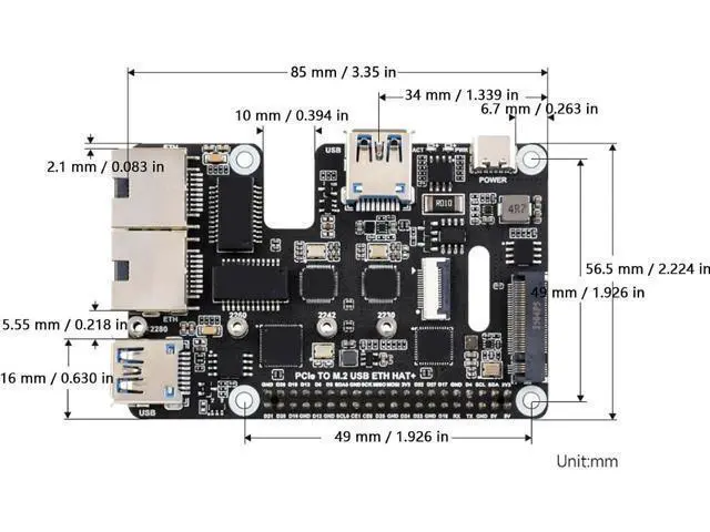 Alt view image 7 of 7 - Vikye PCIe to USB 3.2 Gen1 Adapter, Supports NVMe Protocol M.2 Solid State Drive, Compatible with RPi 5, Expands 2Ch USB 3.2 Ports