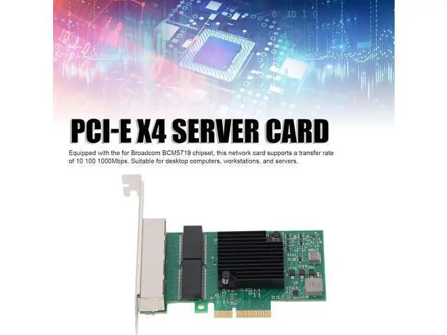 Alt view image 2 of 7 - PCIe X4 Gigabit Network Card, 4 Port 1000Mbps Ethernet Adapter, for Desktop PC, Workstation, Server with 8 LED Indicators, Supports Wins Server, VMware