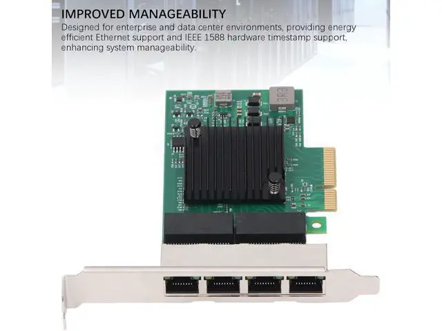 Alt view image 5 of 7 - Gigabit PCIe X4 Network Card with BCM5719 4 Port 1000Mbps Ethernet Adapter with 8 LED Indicators for Desktop, PC Workstation and Server