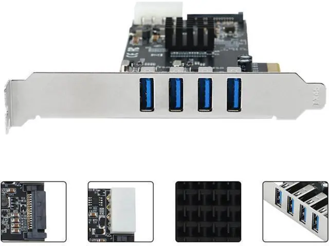 Alt view image 3 of 7 - PCIe 4 to USB3.0 Adapter Card with Four Fast Speed Channel for PC Upgrades