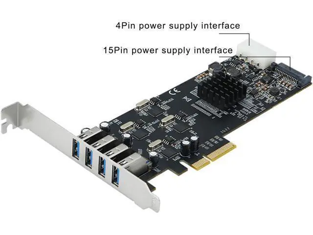 Alt view image 5 of 7 - PCIe 4 to USB3.0 Adapter Card with Four Fast Speed Channel for PC Upgrades