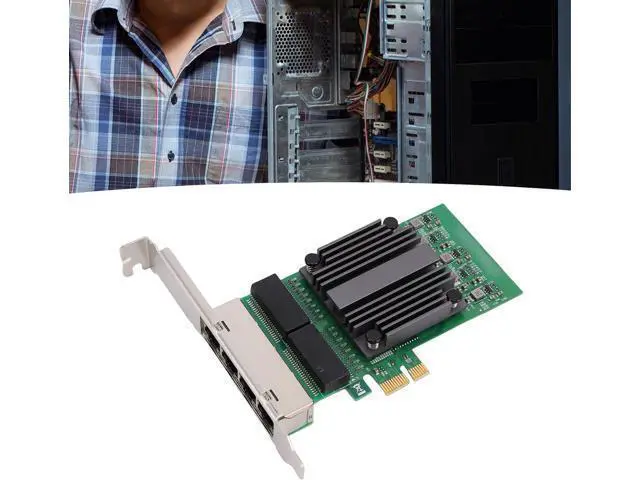 Alt view image 2 of 7 - PCIe X1 4 Port Network Card, 82571 Chip Gigabit Ethernet Adapter with 4 RJ45 Ports, for Industrial PCs and Servers