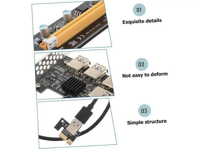 Alt view image 2 of 7 - KALLORY Pci E Extender to USB Port Pci Express Adapter Card with Plated Connectors Superspeed Expansion for Mining and Desktop Practical Multi Port