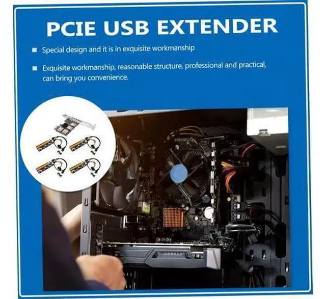 Alt view image 3 of 5 - KOMBIUDA Pci E to USB Riser Extension Card Mining Computer Supply Pci Express Riser Adapter with Power Connectors Stable High Performance
