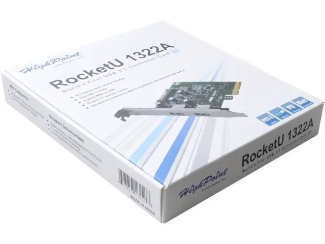Alt view image 4 of 5 - HighPoint RocketU 1322A 2-Port USB 3.1 PCIe 2.0 Host Adapter