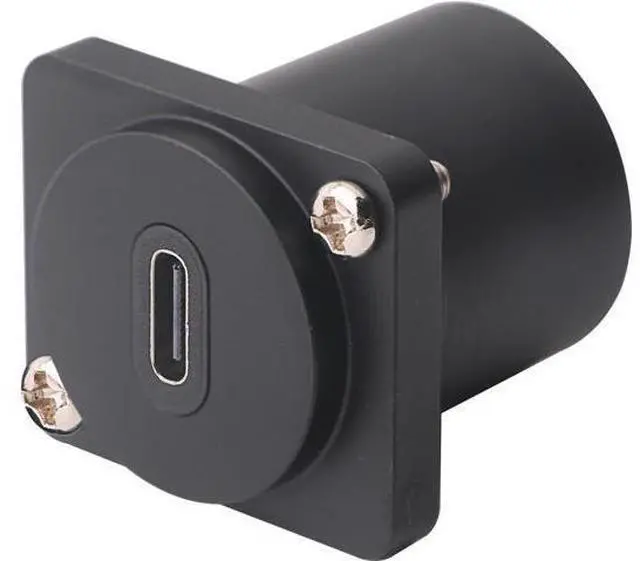 Main image of USB USBC Type C Typec Female to Female F-F Panel Mount Extention Round Metal Adapter(Black)