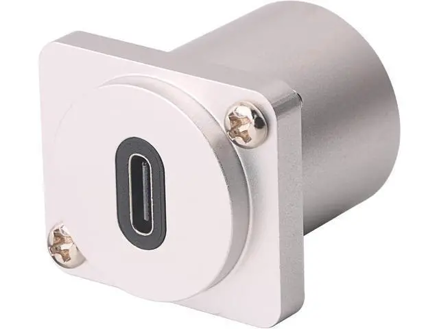 Alt view image 2 of 6 - USB USBC Type C Typec Female to Female F-F Panel Mount Extention Round Metal Adapter(Black)