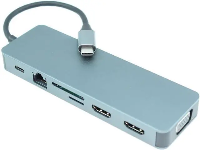 Main image of MyCableMart USB 3 Type C Docking Station/Hub w/2 HDMI 4K, VGA, PD and 4 Ports