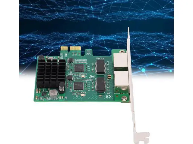 Alt view image 3 of 7 - Yunseity Network Card, Dual RJ45 Port 10 100 1000Mbps Gigabit Wired Ethernet Adapter with Gold Plated Connectors and Heatsink, for Desktop PC