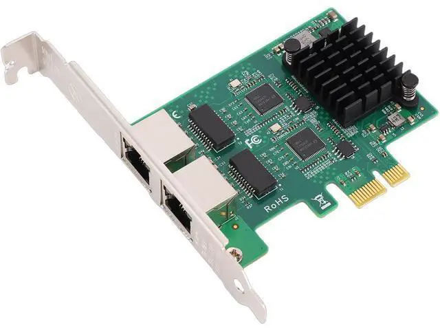 Alt view image 5 of 7 - Yunseity Network Card, Dual RJ45 Port 10 100 1000Mbps Gigabit Wired Ethernet Adapter with Gold Plated Connectors and Heatsink, for Desktop PC