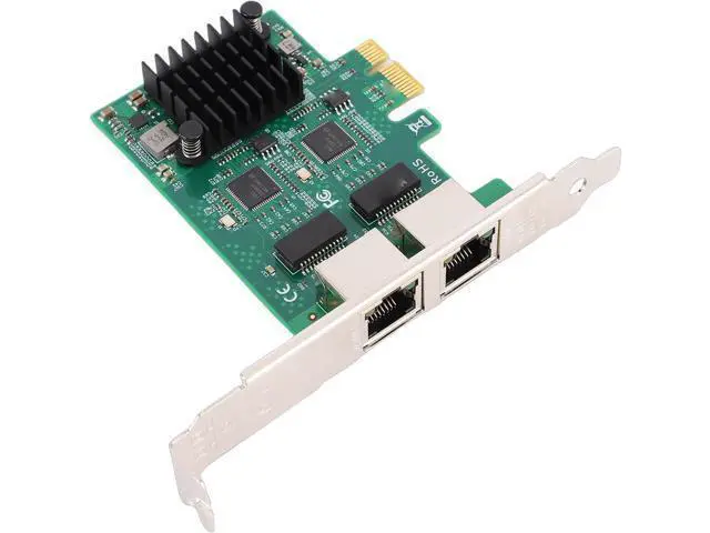 Alt view image 7 of 7 - Yunseity Network Card, Dual RJ45 Port 10 100 1000Mbps Gigabit Wired Ethernet Adapter with Gold Plated Connectors and Heatsink, for Desktop PC