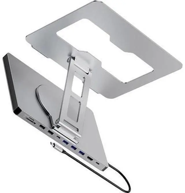 Main image of 10 in 1 Laptop Expansion Adapter with 3 USB3.0 Port 4K60Hz Output Slip Laptop Holder Stand Enhances Stability Rotating Stand