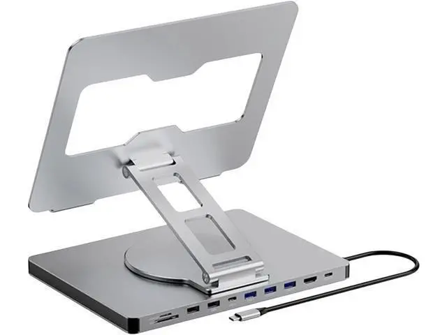 Alt view image 7 of 7 - 10 in 1 Laptop Expansion Adapter with 3 USB3.0 Port 4K60Hz Output Slip Laptop Holder Stand Enhances Stability Rotating Stand