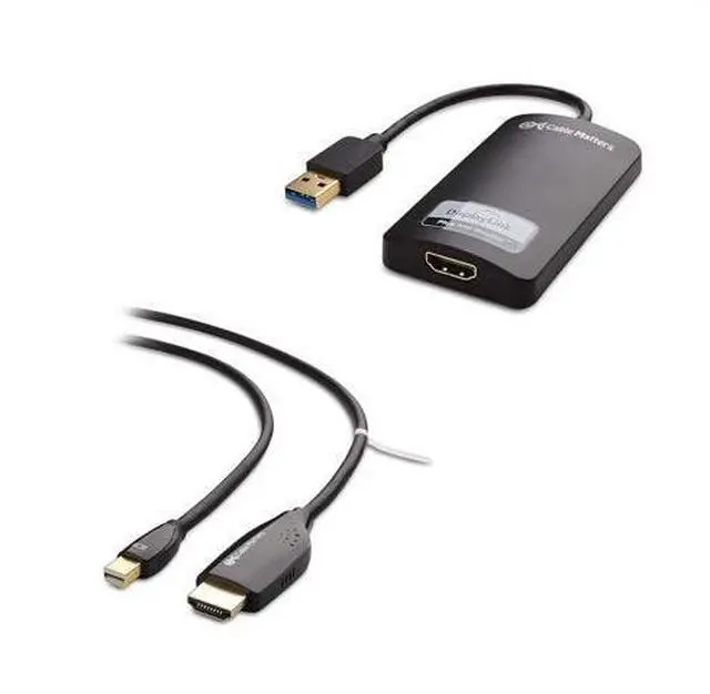Main image of Cable Matters SuperSpeed USB 3.0 to HDMI Adapter (USB to HDMI Adapter) for Windows in Black & 6 Foot Mini DisplayPort to HDTV Cable