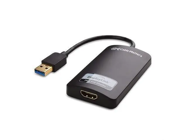 Alt view image 2 of 7 - Cable Matters SuperSpeed USB 3.0 to HDMI Adapter (USB to HDMI Adapter) for Windows in Black & 6 Foot Mini DisplayPort to HDTV Cable