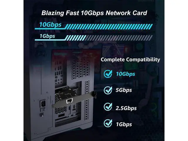 Alt view image 2 of 7 - 10G PCIe Network Card, YuanLey 10G Base-T Ethernet Card with Realtek RTL8127AT Conrtoller, PCIE to 10Gb RJ45 Ethernet Adapter NIC Compatible with PCI Express X1,X4,X8,X16, Support WOL