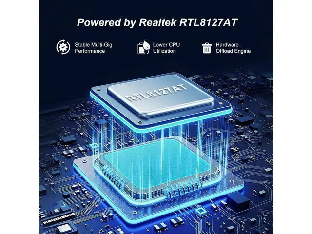 Alt view image 4 of 7 - 10G PCIe Network Card, YuanLey 10G Base-T Ethernet Card with Realtek RTL8127AT Conrtoller, PCIE to 10Gb RJ45 Ethernet Adapter NIC Compatible with PCI Express X1,X4,X8,X16, Support WOL