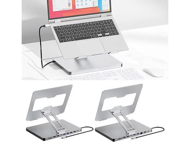 Alt view image 2 of 7 - 10 in 1 Laptop Expansion Adapter with 3 USB3.0 Port 4K60Hz Output Slip Holder Stand Enhances Stability Stable Holder