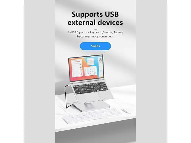 Alt view image 5 of 7 - 10 in 1 Laptop Expansion Adapter with 3 USB3.0 Port 4K60Hz Output Slip Holder Stand Enhances Stability Stable Holder